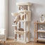 Heybly Cat Tree, 56" Multi-Level Easy Climb Tower for Large Cats HCT028MJ | Cat Furniture with 2 Perches, Cozy Hammock, Spacious Condo & Cat Basket, Durable Sisal Scratching Posts, Beige