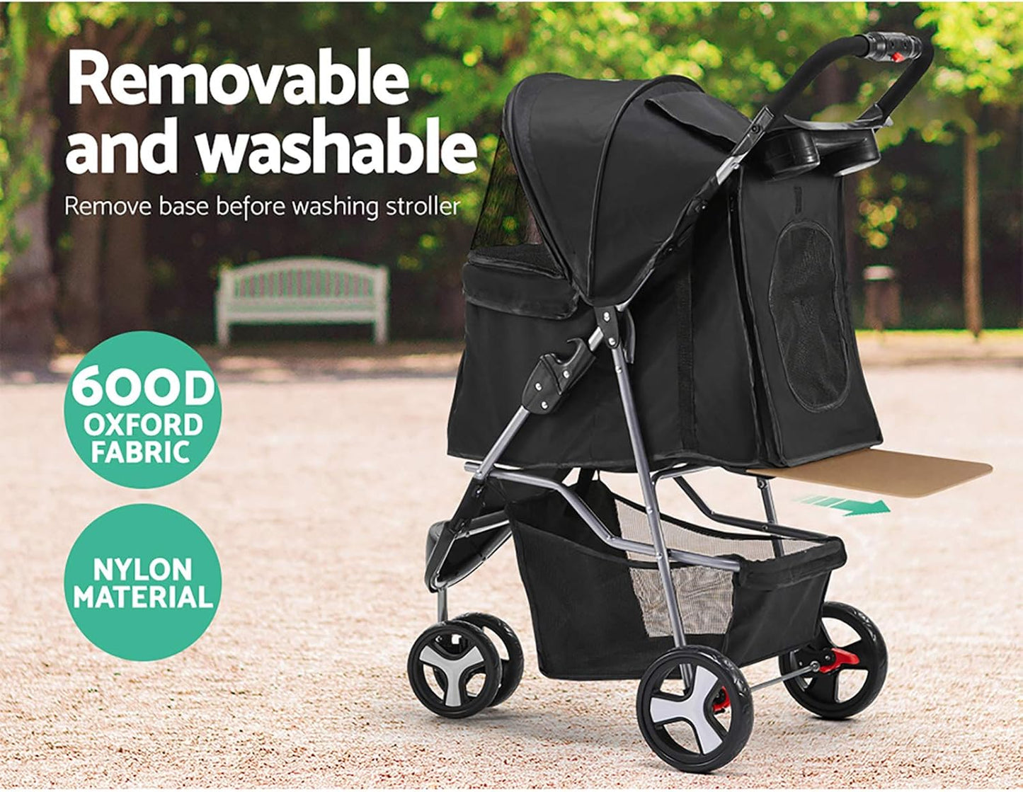 i.Pet Pet Stroller Pram Dog Cat Carrier Travel Pushchair Foldable 3 Wheels Large