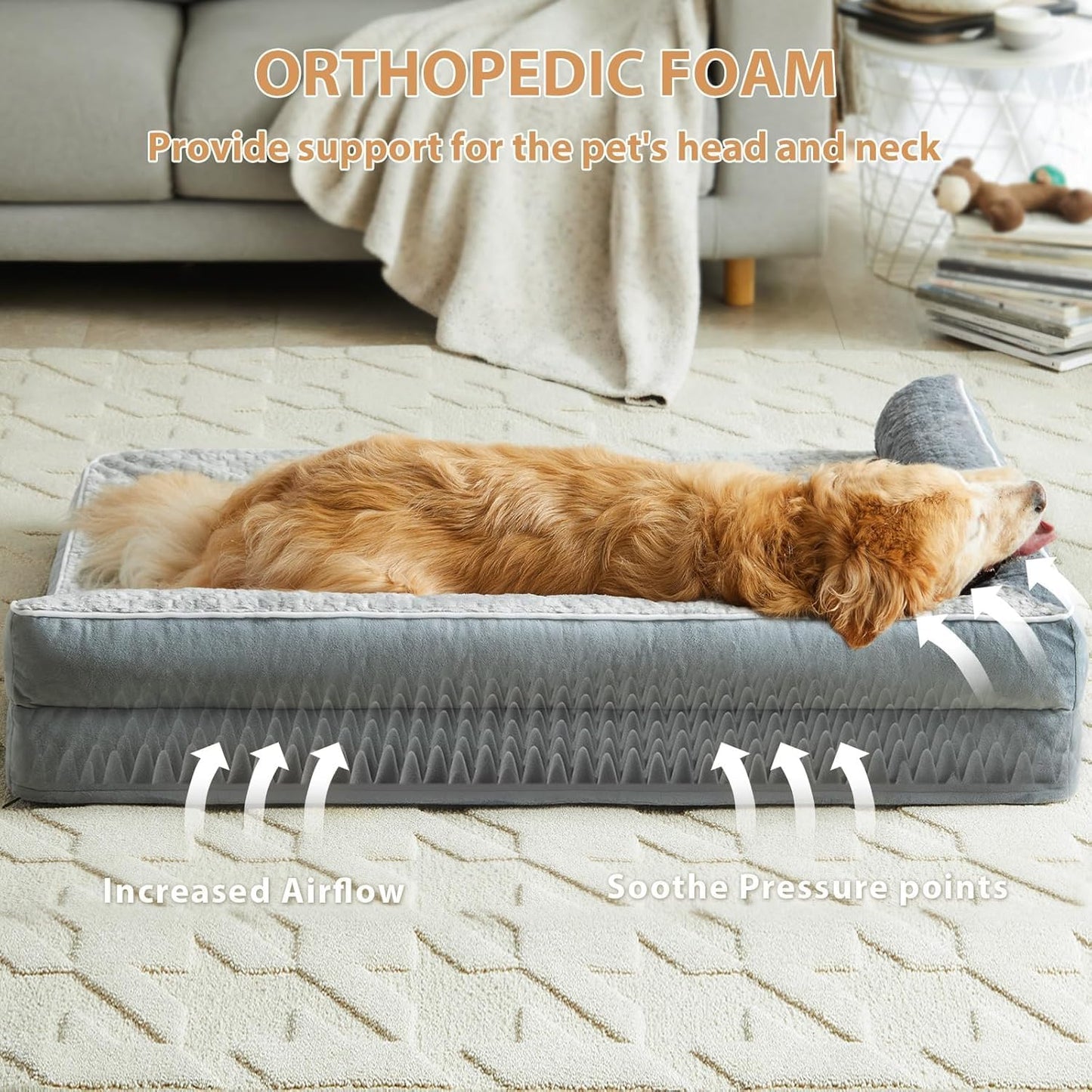 Orthopedic Dog Beds for Large Dogs-Waterproof Sofa Dogs Bed with Removable Washable