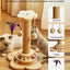 Cat Scratching Post for Kittens, 4 in 1 Wooden Cat Scratcher Toy, 17.7" Tall Scratch Post with 2 Level Cat Track Balls, Interactive Feather Toy and 2 Sisal Hanging Balls for Indoor Kittens