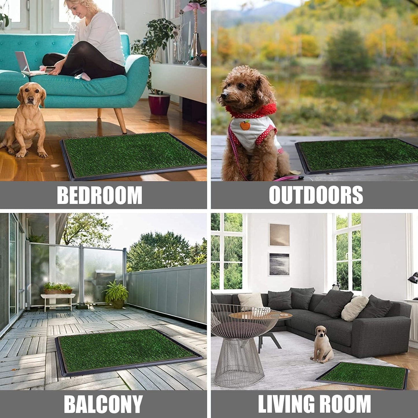Indoor Dog Potty Toilet Grass Tray Pads Training Puppy Medium Mat (Pet Potty with 2 Grass Mat)