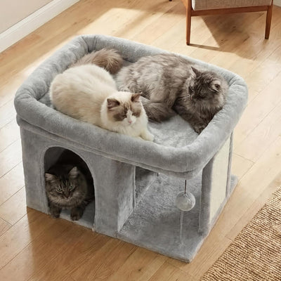 Heybly Cat Tree, 14 inch Cat Tower with Large Perch Bed and Cat Condo for Indoor