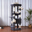 Heybly HCT050G Cat Scratching Post with Blankets for Large Cat Tree Large Platforms Cave 50 x 50 x 153cm Smoke Grey