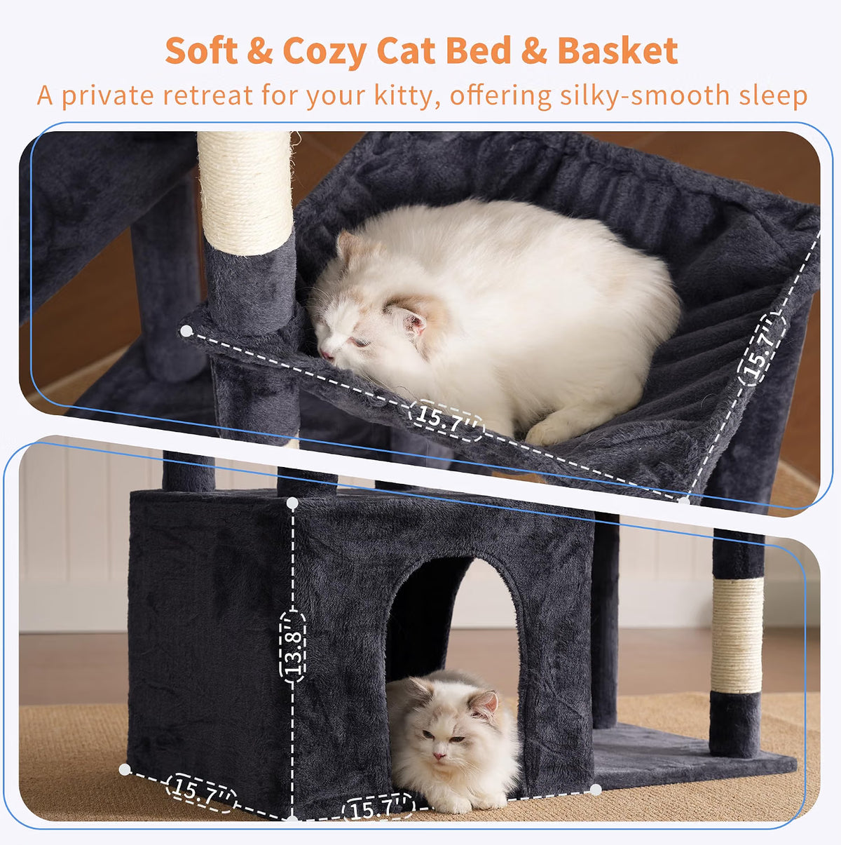 Heybly Heavy Duty Cat Tree with Large Base for Large Indoor Cats