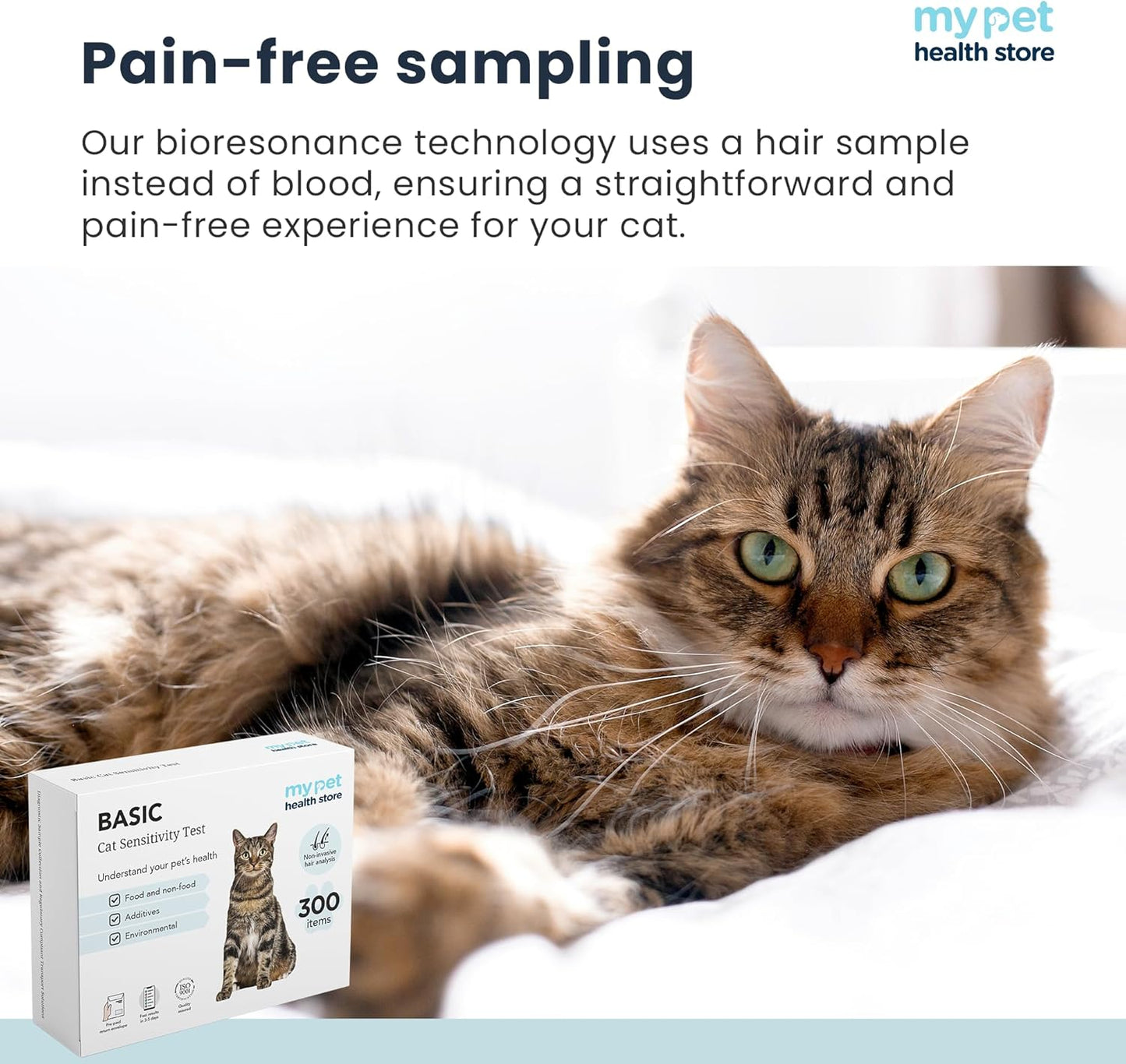 My Pet Health Store Allergen Sensitivity Test - Home Cat Allergen Test | 300 Items | Fast 3-5 Day Results | Gentle Fur Sampling | Comprehensive Food & Environment Analysis | Suitable for All Cats