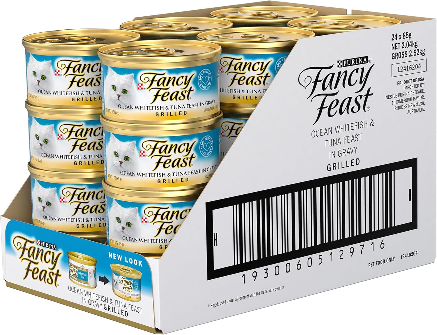FANCY FEAST Adult Grilled Ocean Whitefish and Tuna in Gravy Wet Cat Food 24x85g