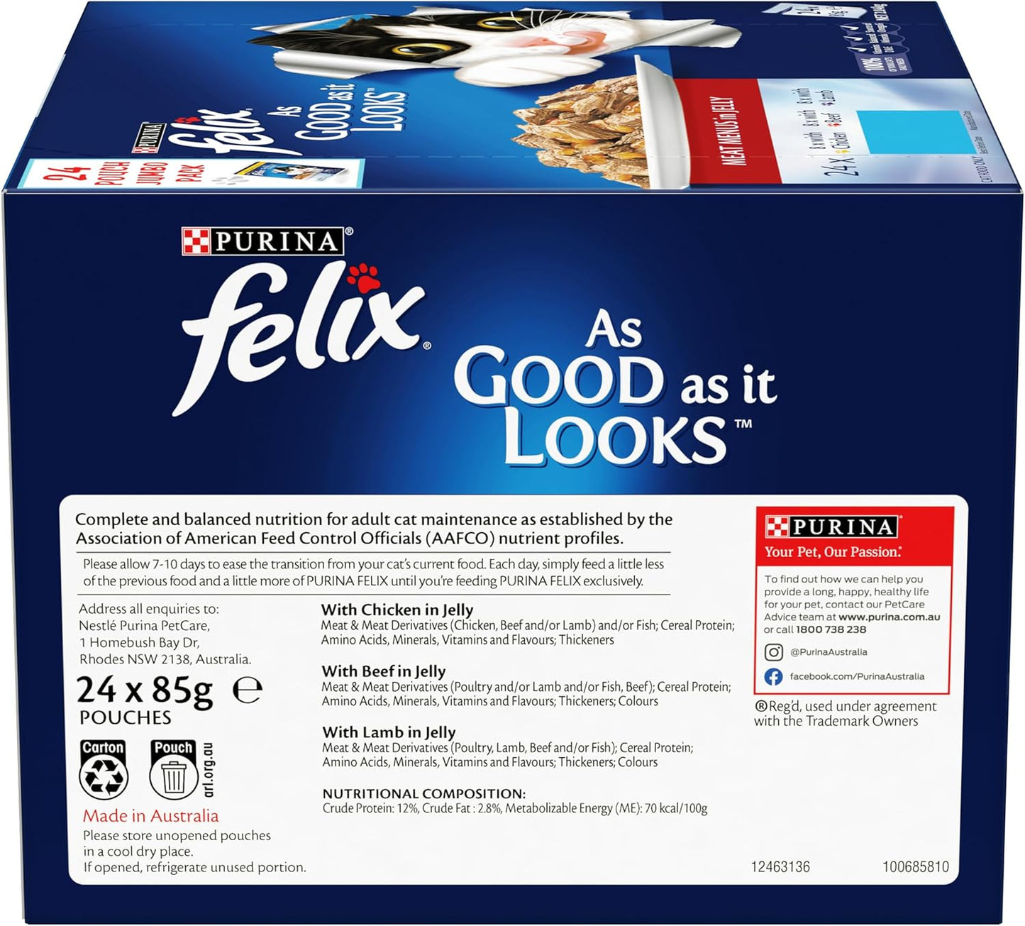 FELIX Adult As Good As It Looks Meat Menu in Jelly Wet Cat Food 54x85g