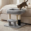 Heybly Cat Scratching Post with Grooming Brush & Gentle Step, HSP001SW | Light Gray