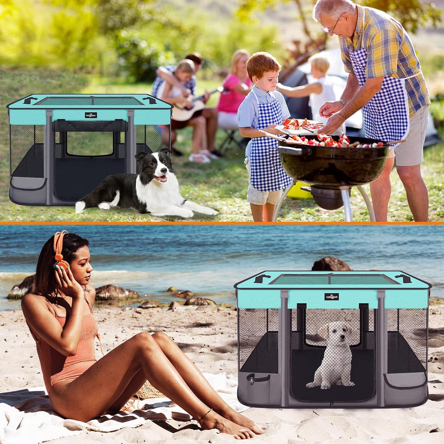 Foldable Pet Kitten Playpen, Waterproof Portable Cat Dog Playpen Kennel Tent for Small Dog Cat