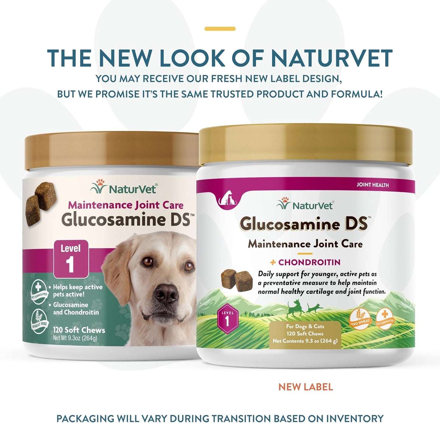 NaturVet Glucosamine DS Level 1 Maintenance Joint Care for Dogs and Cats, 120 ct Soft Chews, Made in USA