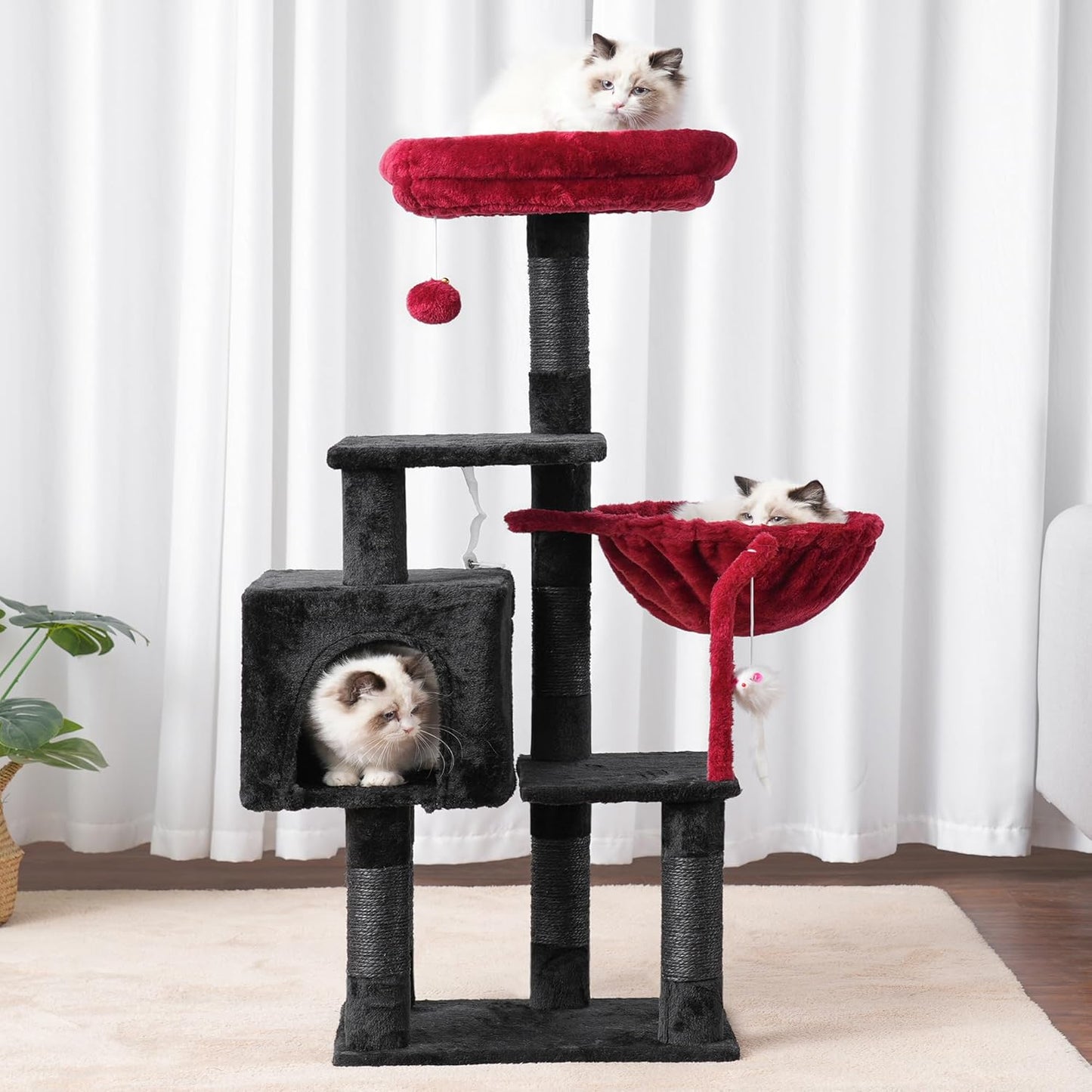 Heybly Cat Tree with Toy, Cat Tower condo for Indoor Cats