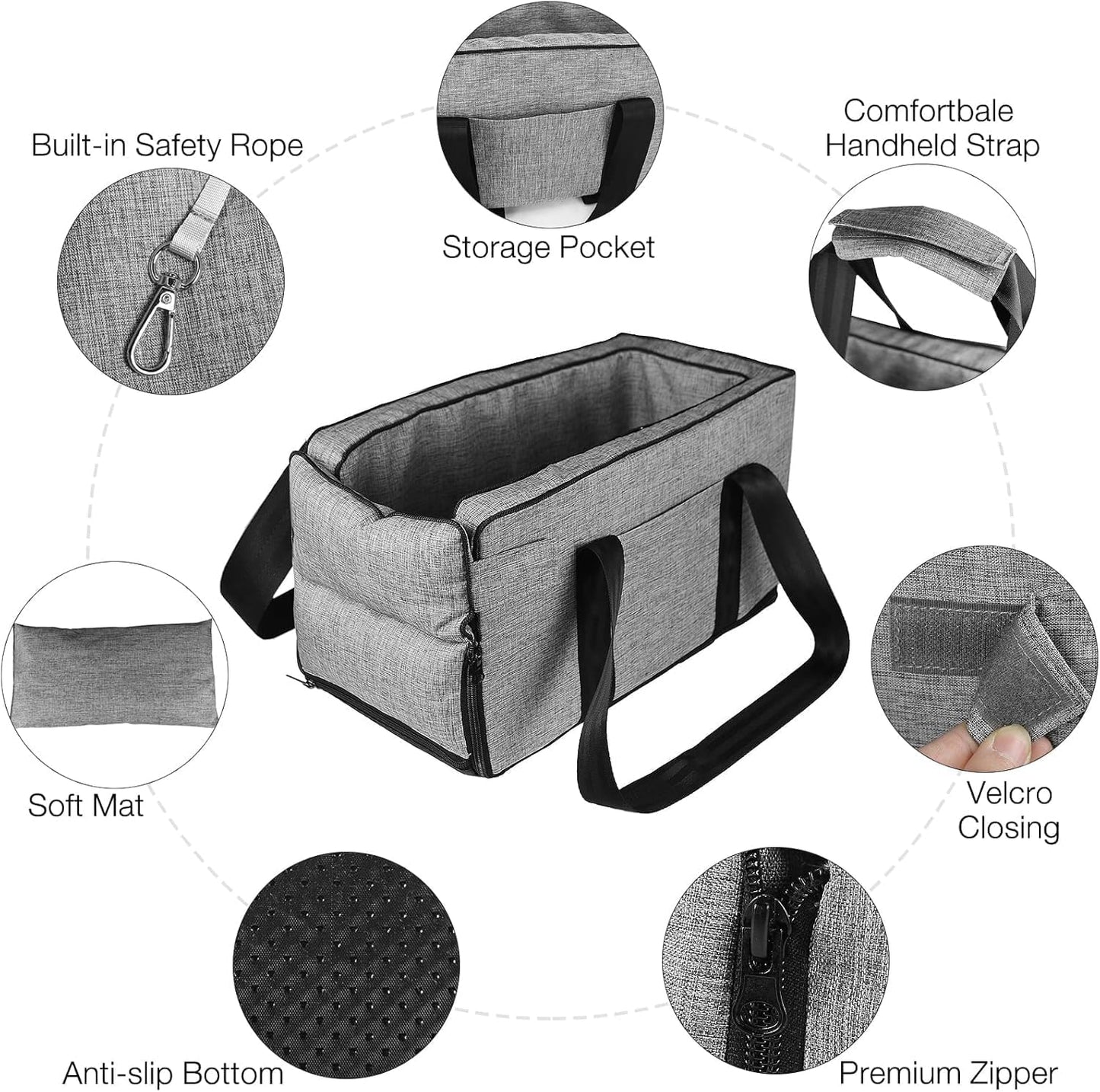 Anfower Center Console Dog Car Seat, Dog Car Seats for Small Dogs 0-15lbs