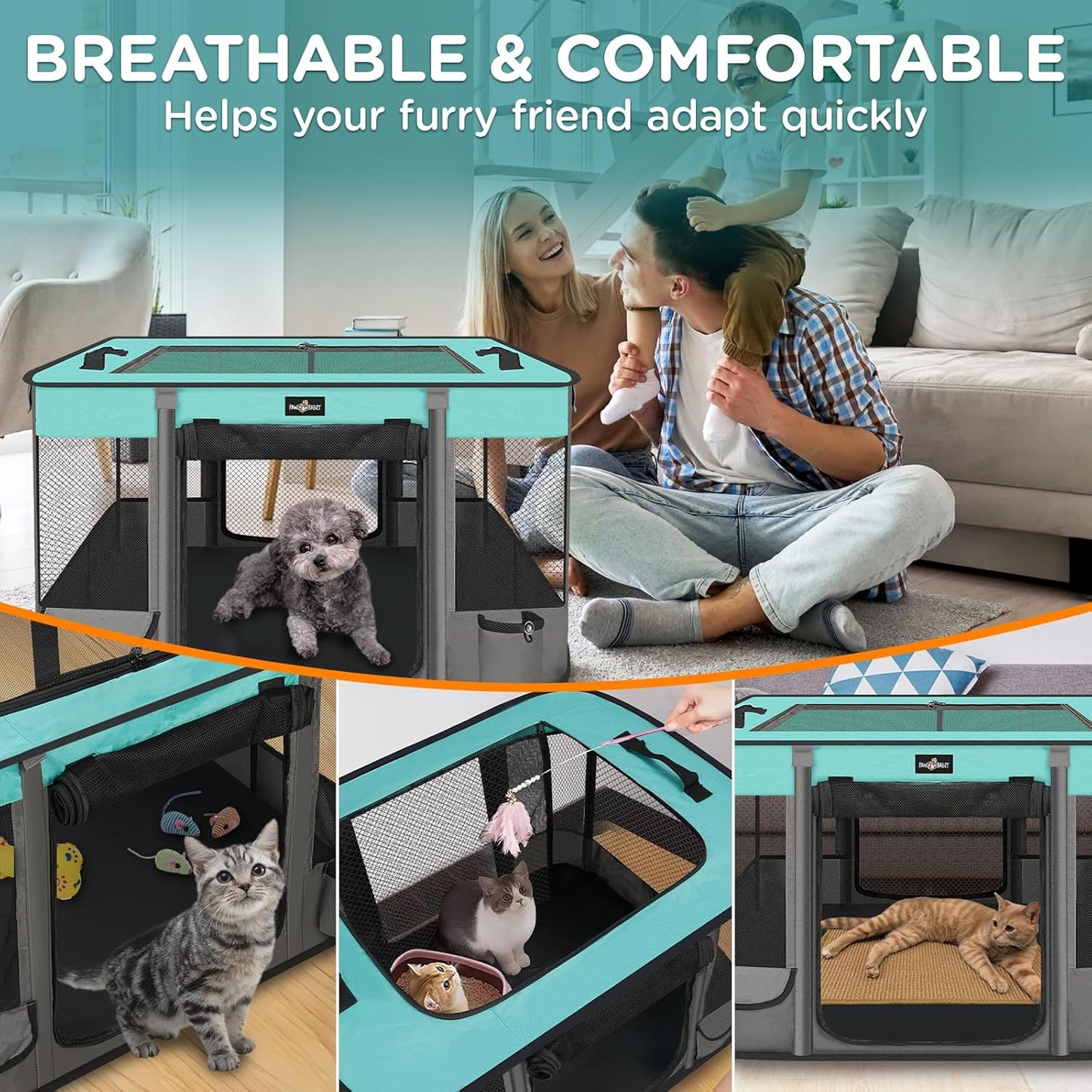 Foldable Pet Kitten Playpen, Waterproof Portable Cat Dog Playpen Kennel Tent for Small Dog Cat