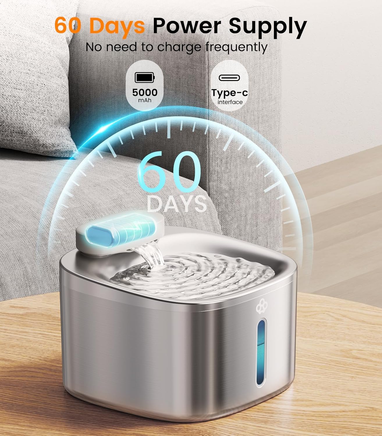 oneisall Wireless Cat Water Fountain, 3.5L/118oz Battery Operated with Motion Sensor