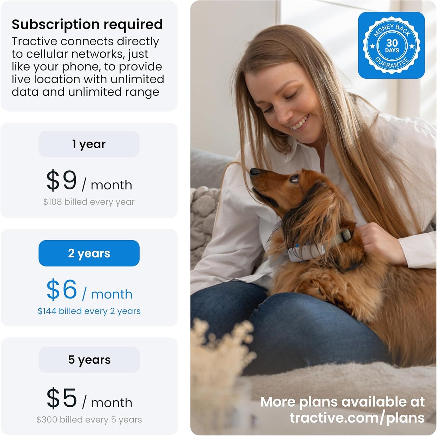 Tractive Smart Cat GPS Tracker | Real-Time Location & Wellness Monitoring for Cats 6.5 lbs+