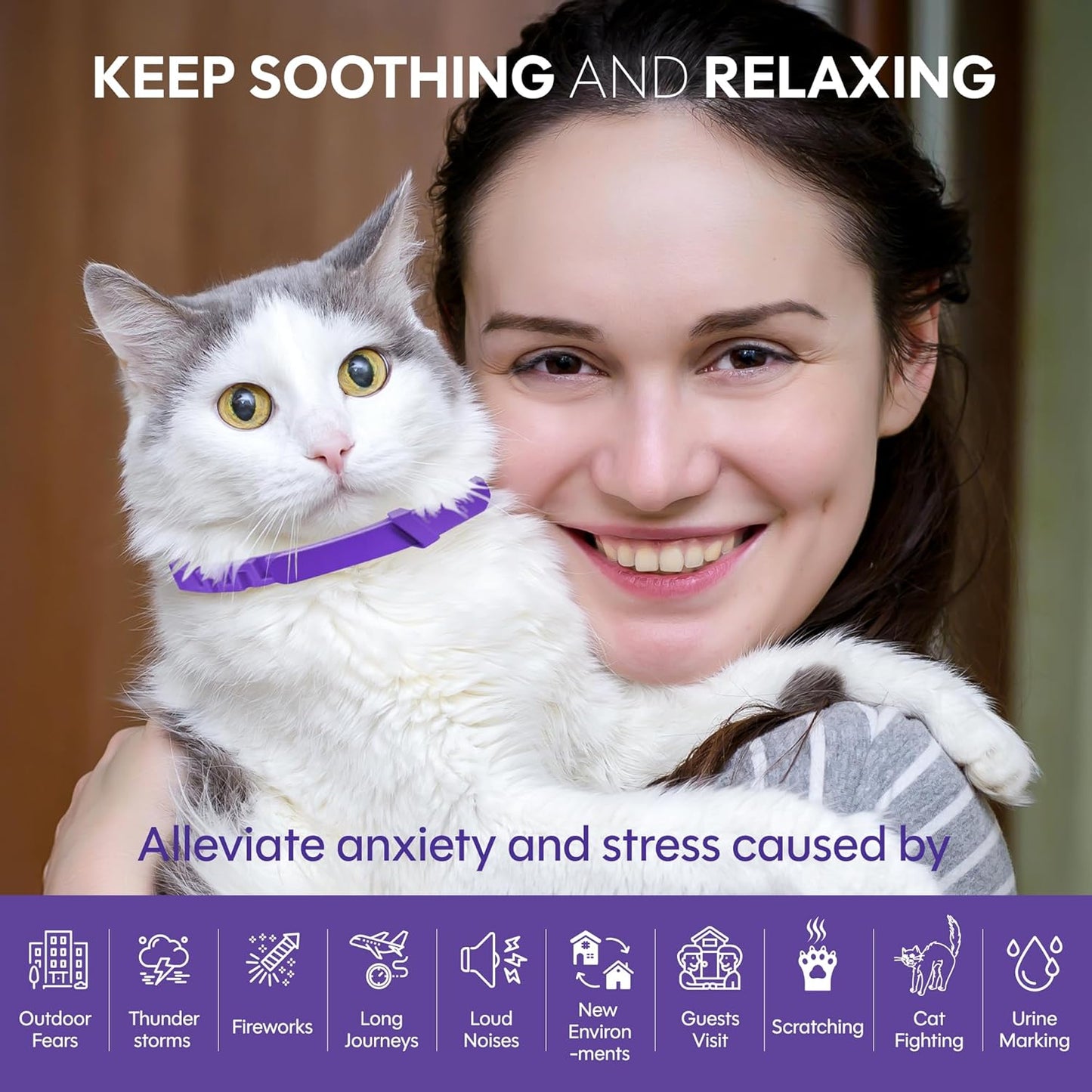4 Pack Calming Collar for Cats: Anti Anxiety - cat Stress and Anxiety Relief