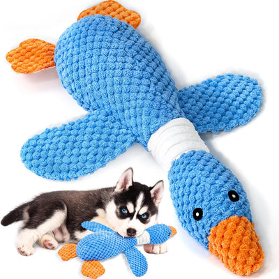 Vitscan Upgraded Goose Indestructible Dog Toys for Aggressive Chewers,Crinkle Squeaky Plush Dog Puppy Chew Toys for Teething, Duck