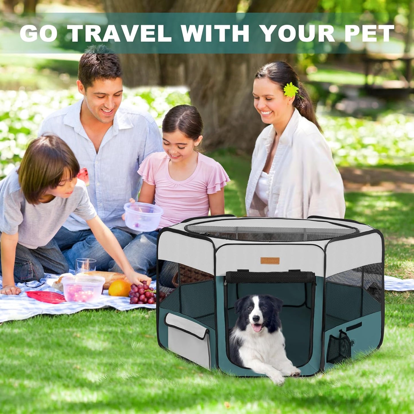 Dog Playpen, Portable Pet Play Pen for Cat, Puppies, Rabbits, Chickens, Foldable Large