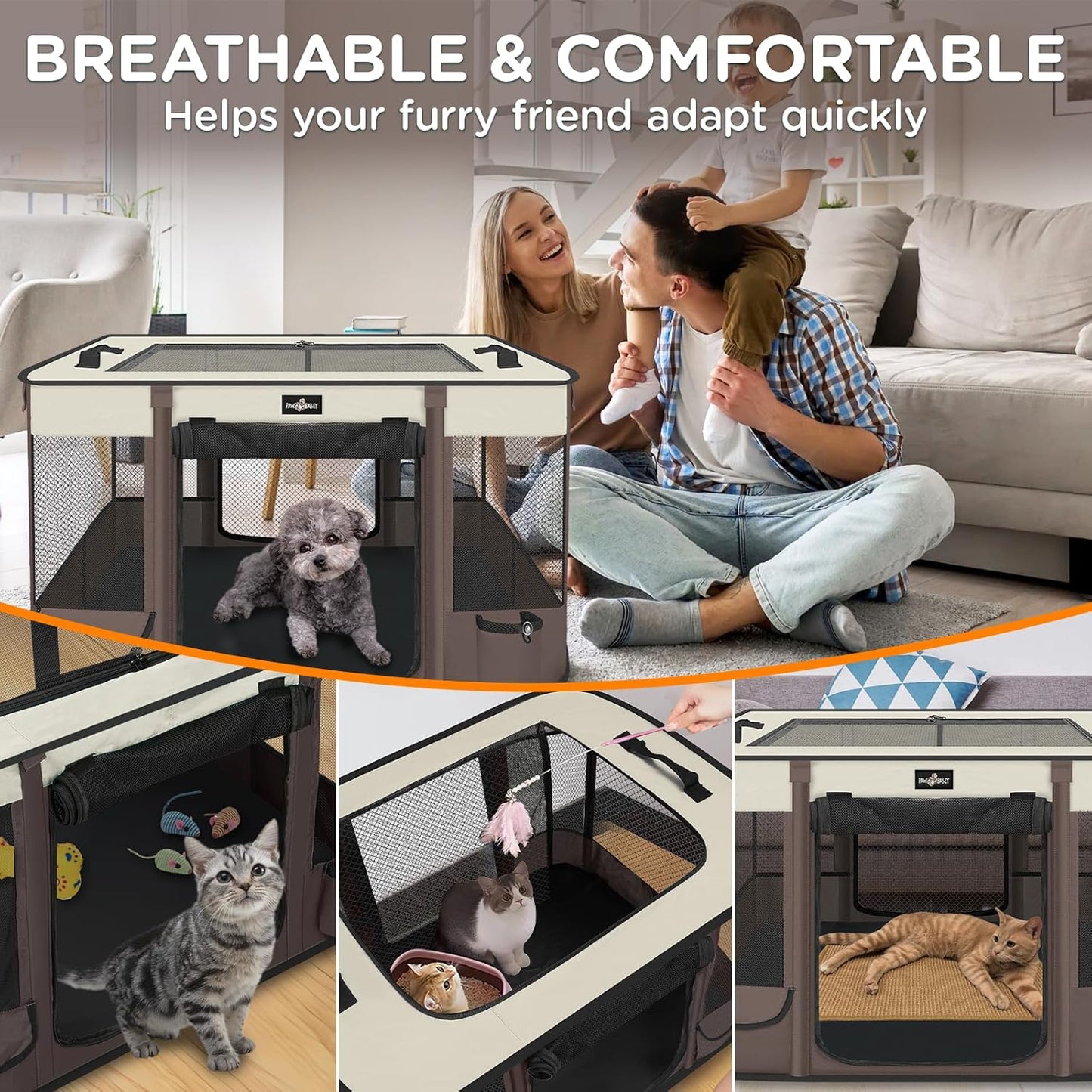 Foldable Pet Kitten Playpen, Upgrade Waterproof Portable Cat Dog Playpen Kennel Tent for Small Dog Cat