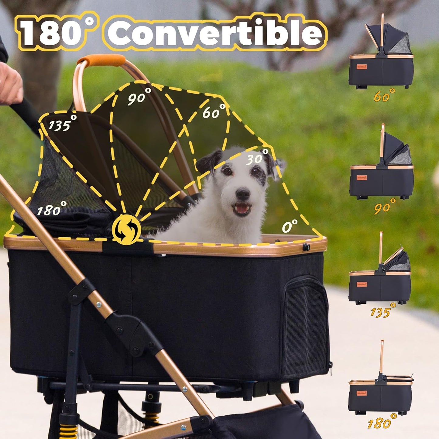 Pet Stroller for Small Dogs, Lightweight Small Dog Stroller for Dogs Cats with 6 Shock Absorption System