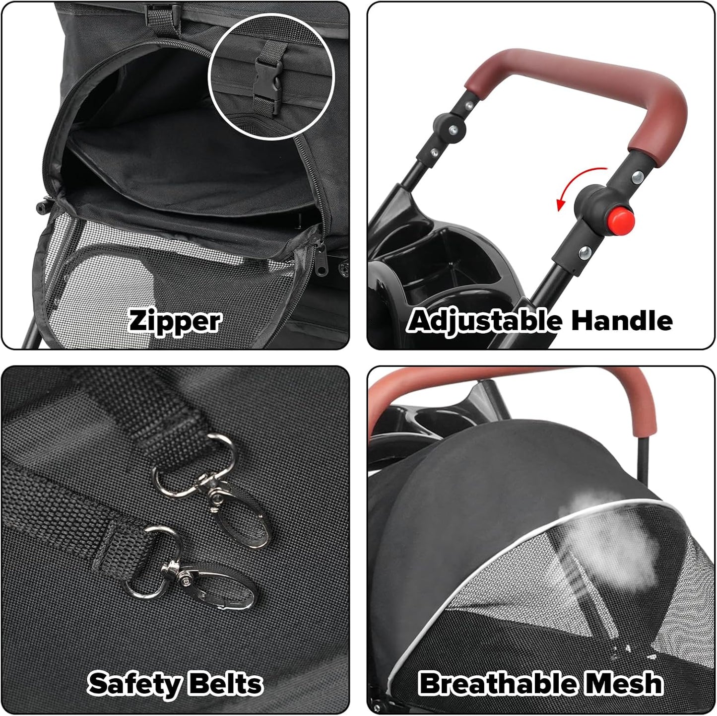 Advwin 3 in 1 Folding Dog Stroller, Pet Stroller for Small/Medium Dogs