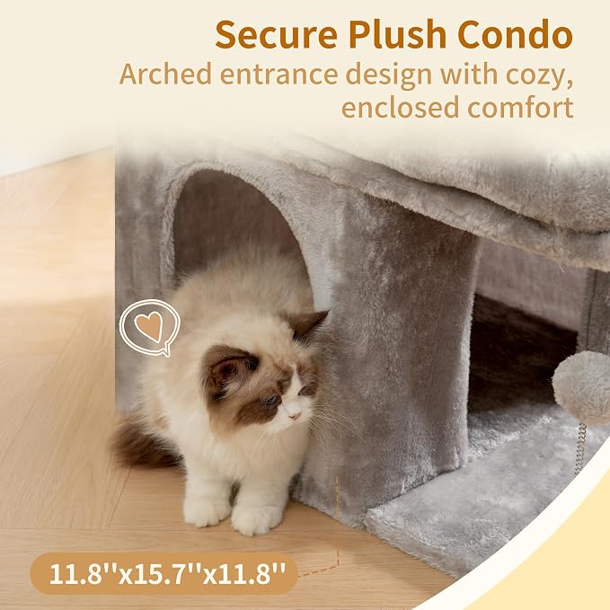 Heybly Cat Tree, 14 inch Cat Tower with Large Perch Bed and Cat Condo for Indoor