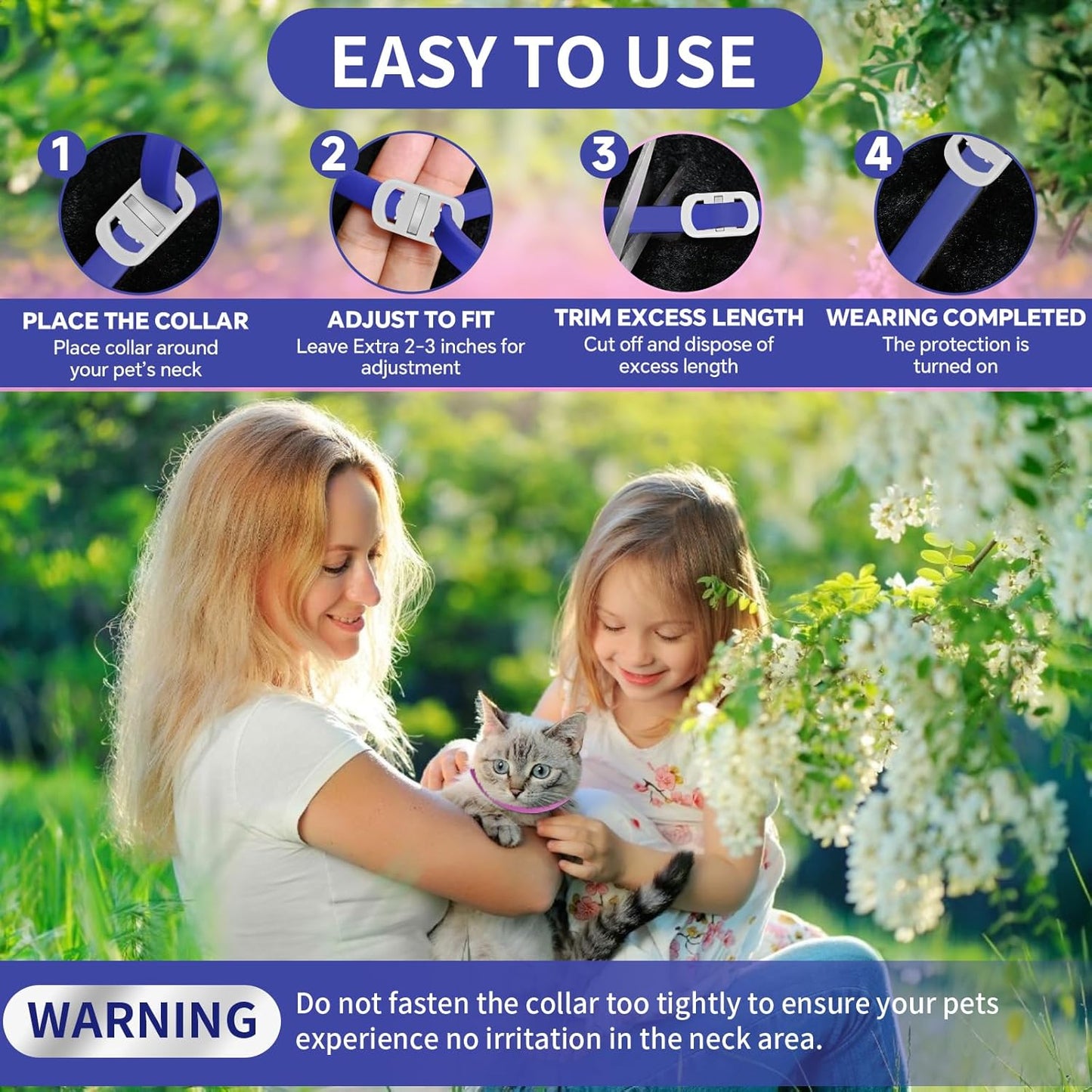 4 Pack Flea Collar for Cats, 32 Months Flea and Tick Prevention for Cats, Waterproof Cat Flea Collar