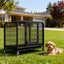 Dog Crate with Removable Tray, Large Dog Cage with Wheels, Double Door Kennel Black 77 * 51 * 71cm