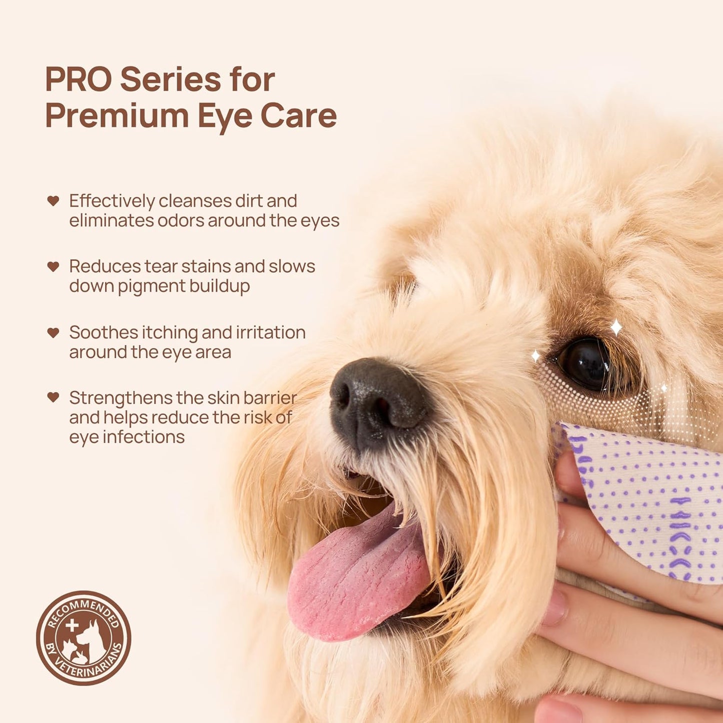 HICC PET Eyes Wipes for Dogs and Cats, Vet-Recommended Pet Eye Wipes Hypoallergenic , 100ct