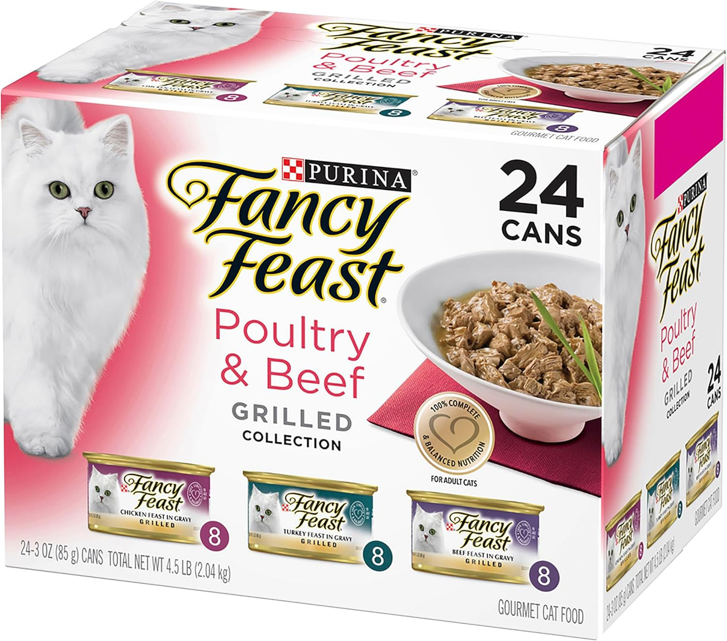 FANCY FEAST Adult Wet Cat Food Classic Poultry & Beef Grilled Collection 24x85g