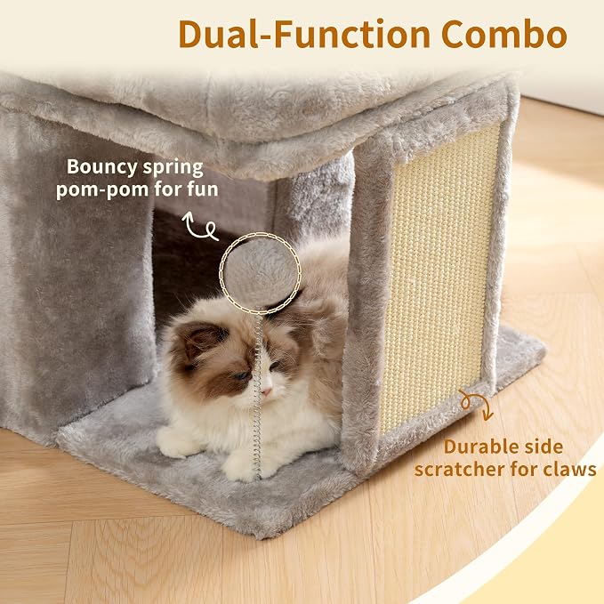 Heybly Cat Tree, 14 inch Cat Tower with Large Perch Bed and Cat Condo for Indoor