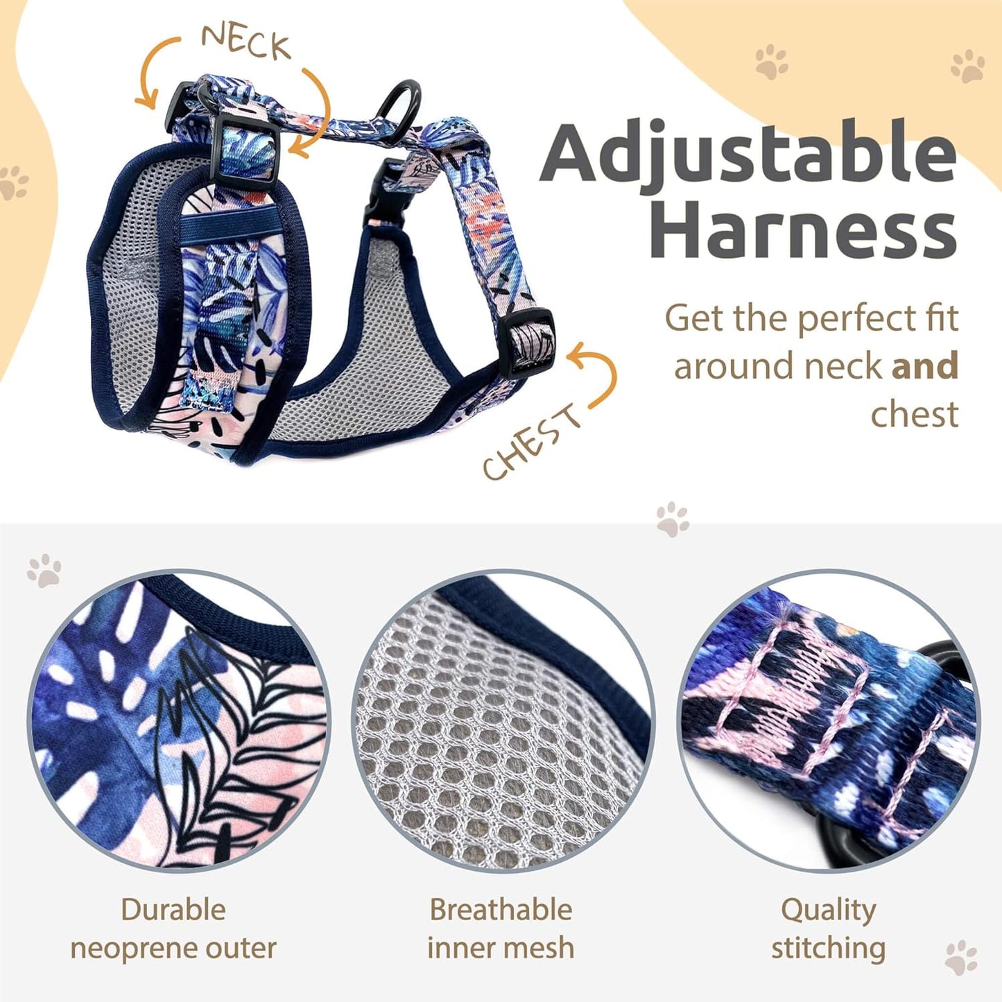 3-Piece Walkies Bundle [Pipco Pets] - Adjustable Dog Harness + Lead + Poo Bag Dispenser | Medium