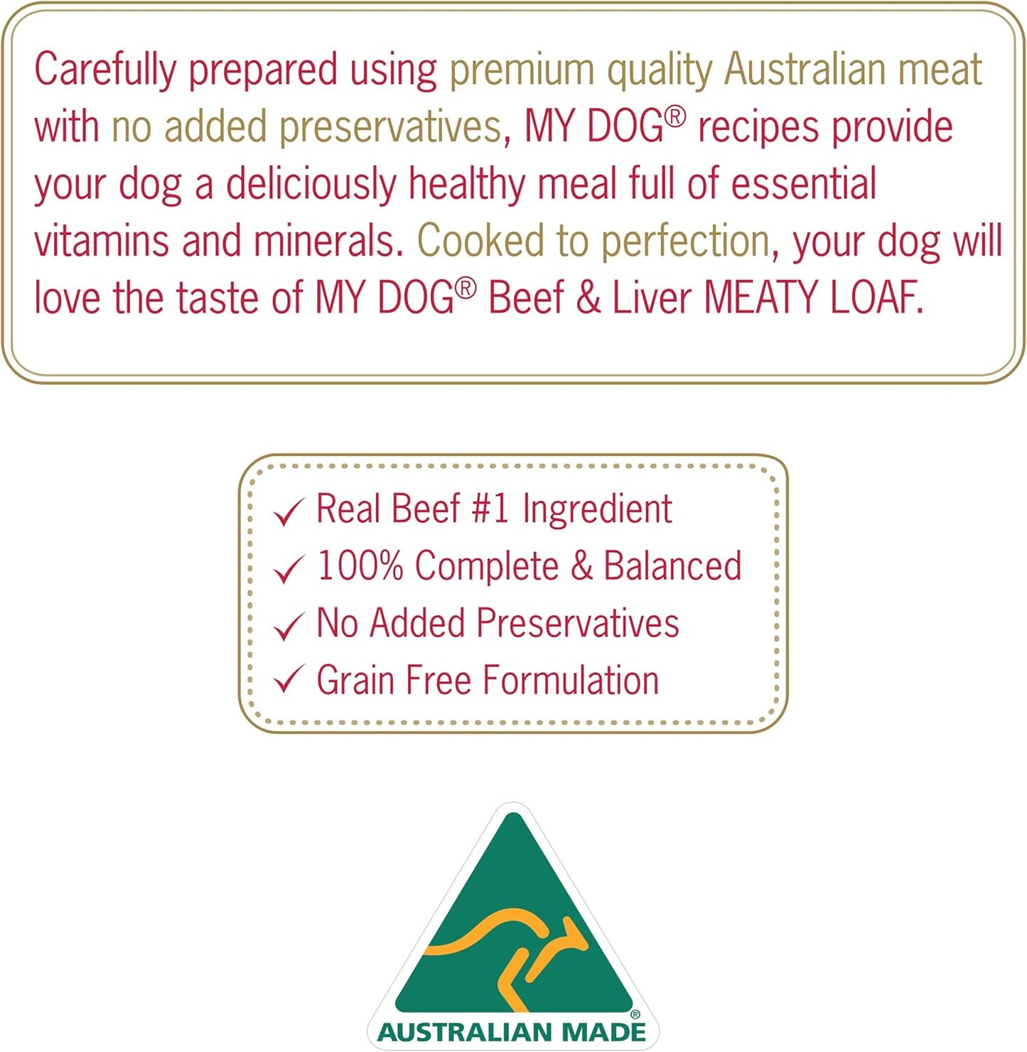 Adult Wet Dog Food Beef & Liver Meaty Loaf 6 x 100g Trays