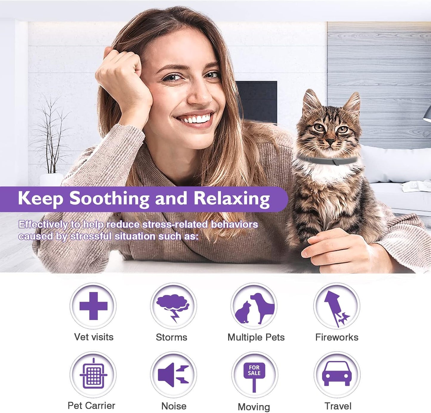 3 Pack Calming Collar for Cats and Kittens Pheromone Collar Efficient Relieve Reduce Anxiety