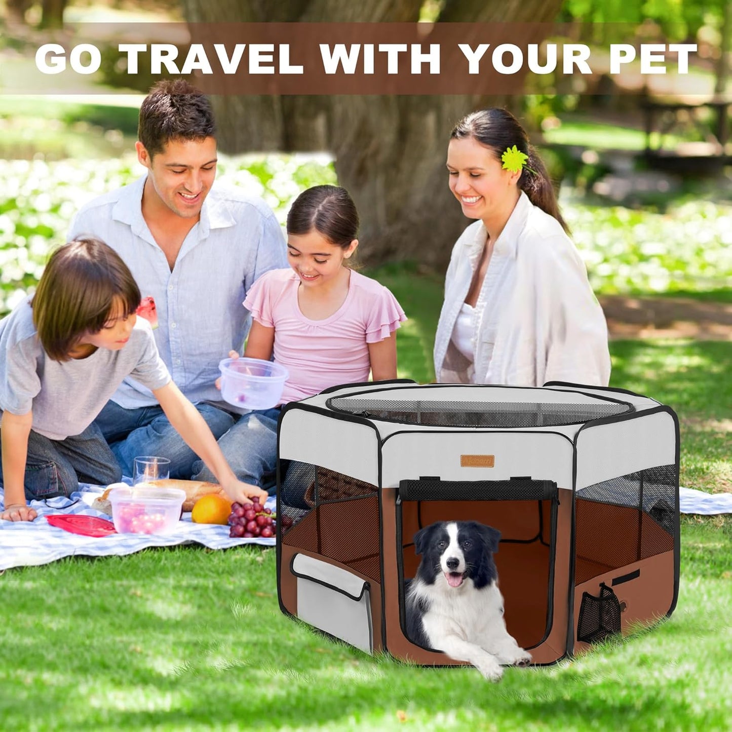 Dog Playpen, Portable Pet Play Pen for Cat, Puppies, Rabbits, Chickens, Foldable Large-Capacity