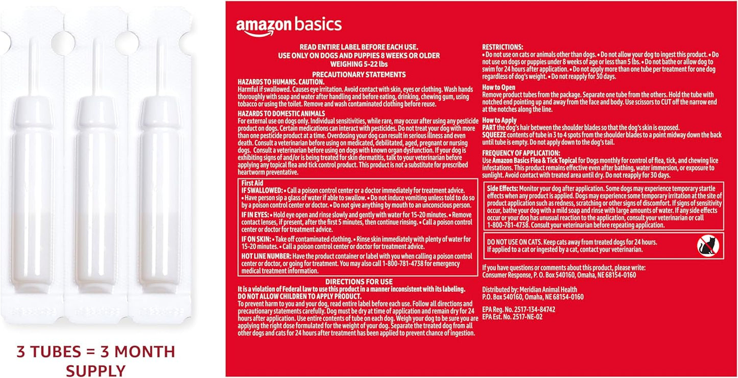 Basics Flea and Tick Topical Treatment for X-Large Dogs (89-132 Pounds), 3 Count