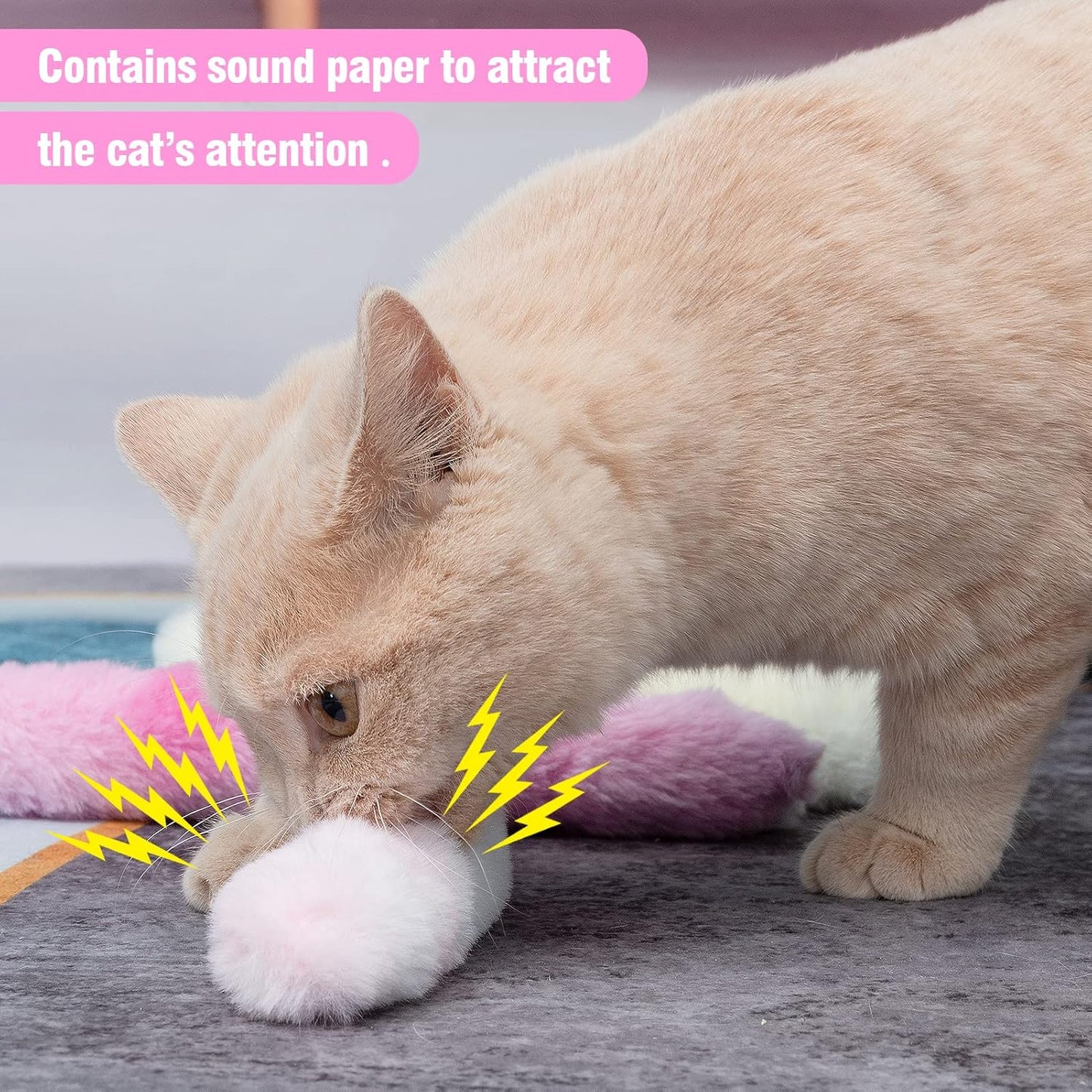 6Pcs Cat Kicker Toys with Sound Paper