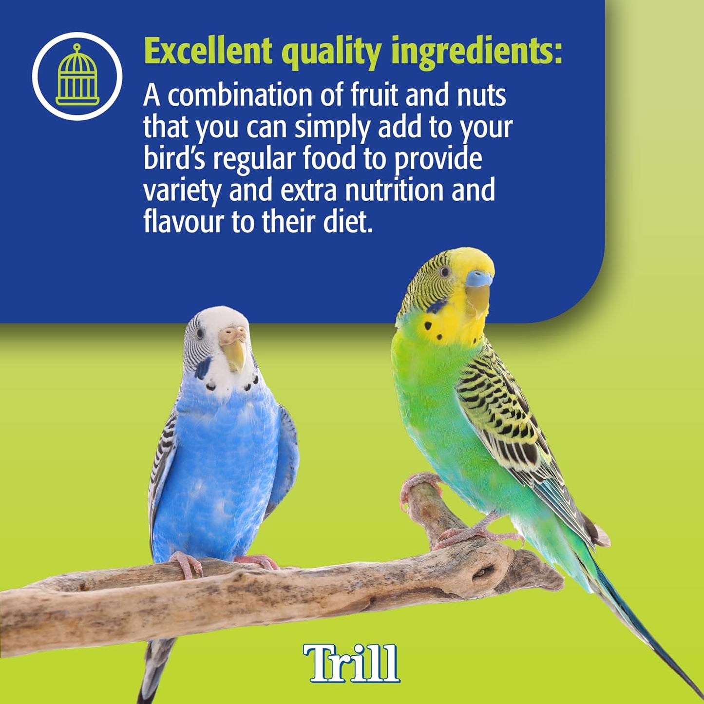 Trill Mix-In Fruit & Nut, 475g – Blend with Bird Food for Extra Nutrition