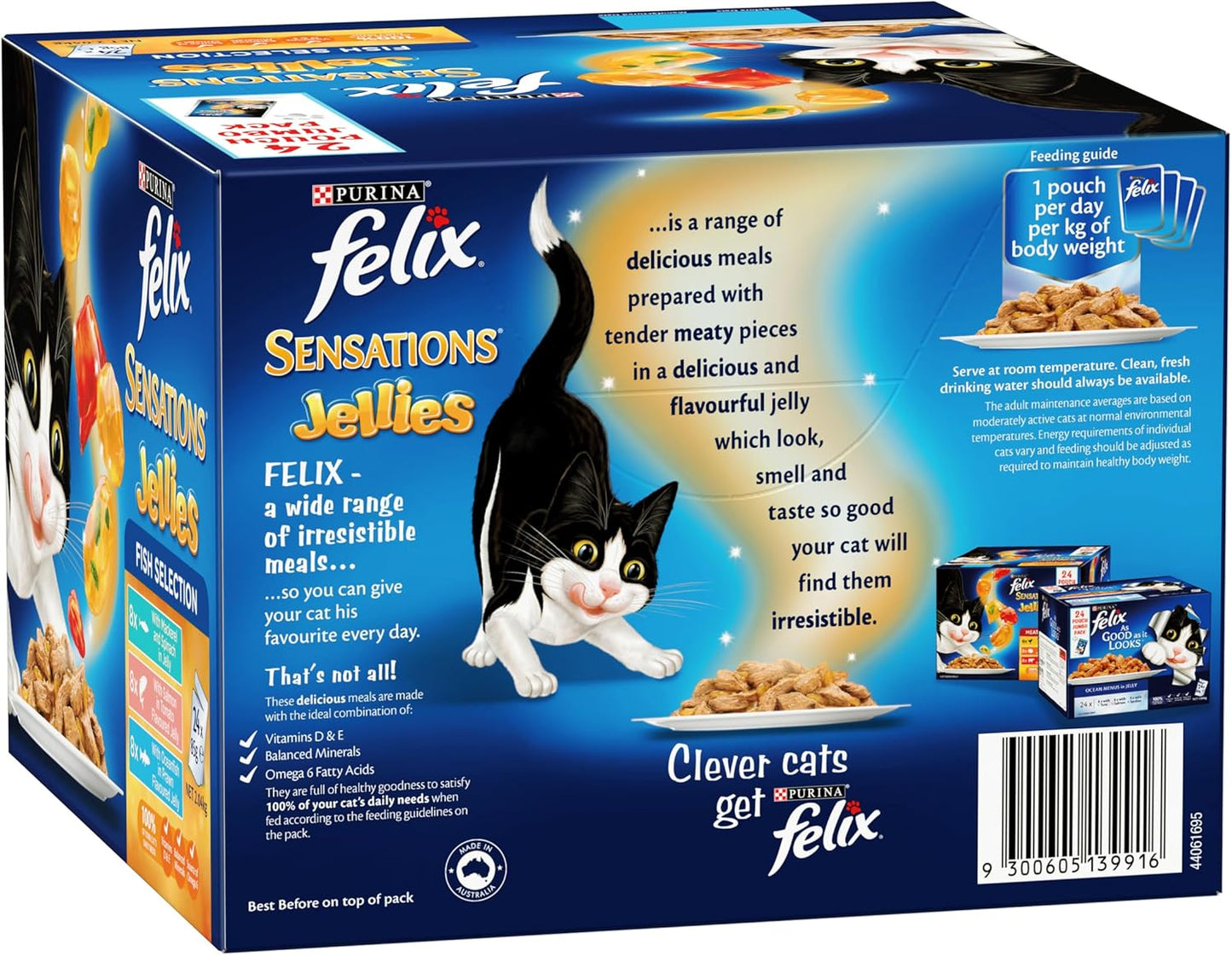 FELIX Adult Sensations Jellies Fish Selection Wet Cat Food 24x85g