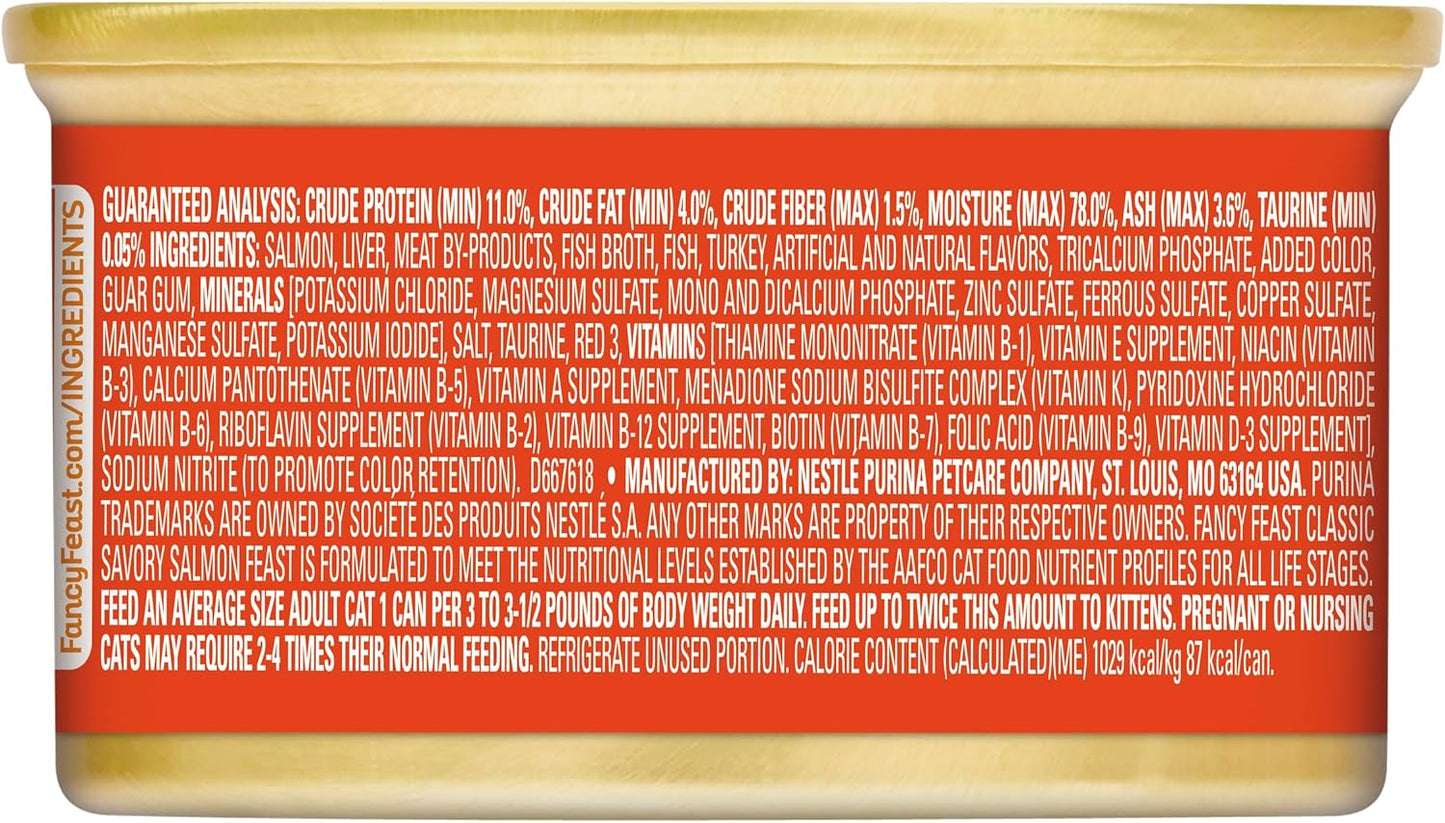 FANCY FEAST Adult Savoury Salmon Pate Wet Cat Food 24x85g