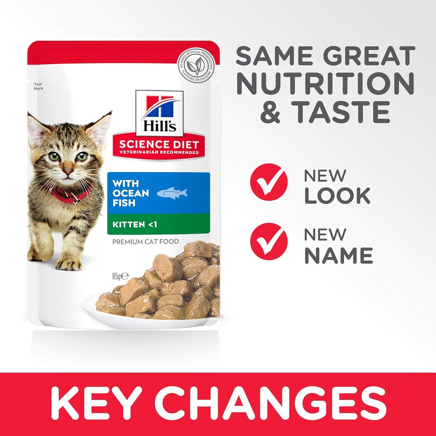 Hill's Science Diet Kitten Wet Cat Food, Ocean Fish, 85g, 12 Pack, Cat Food Pouches