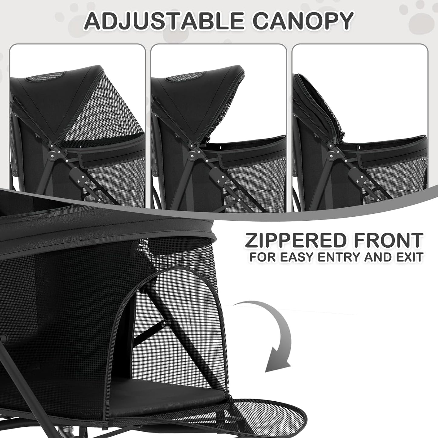 4-Wheel Pet Stroller for Small & Medium Dogs and Cats – Foldable Travel Pet Jogger with Breathable Mesh, Storage Basket & Cup Holder, Supports Pets up to 22 lbs