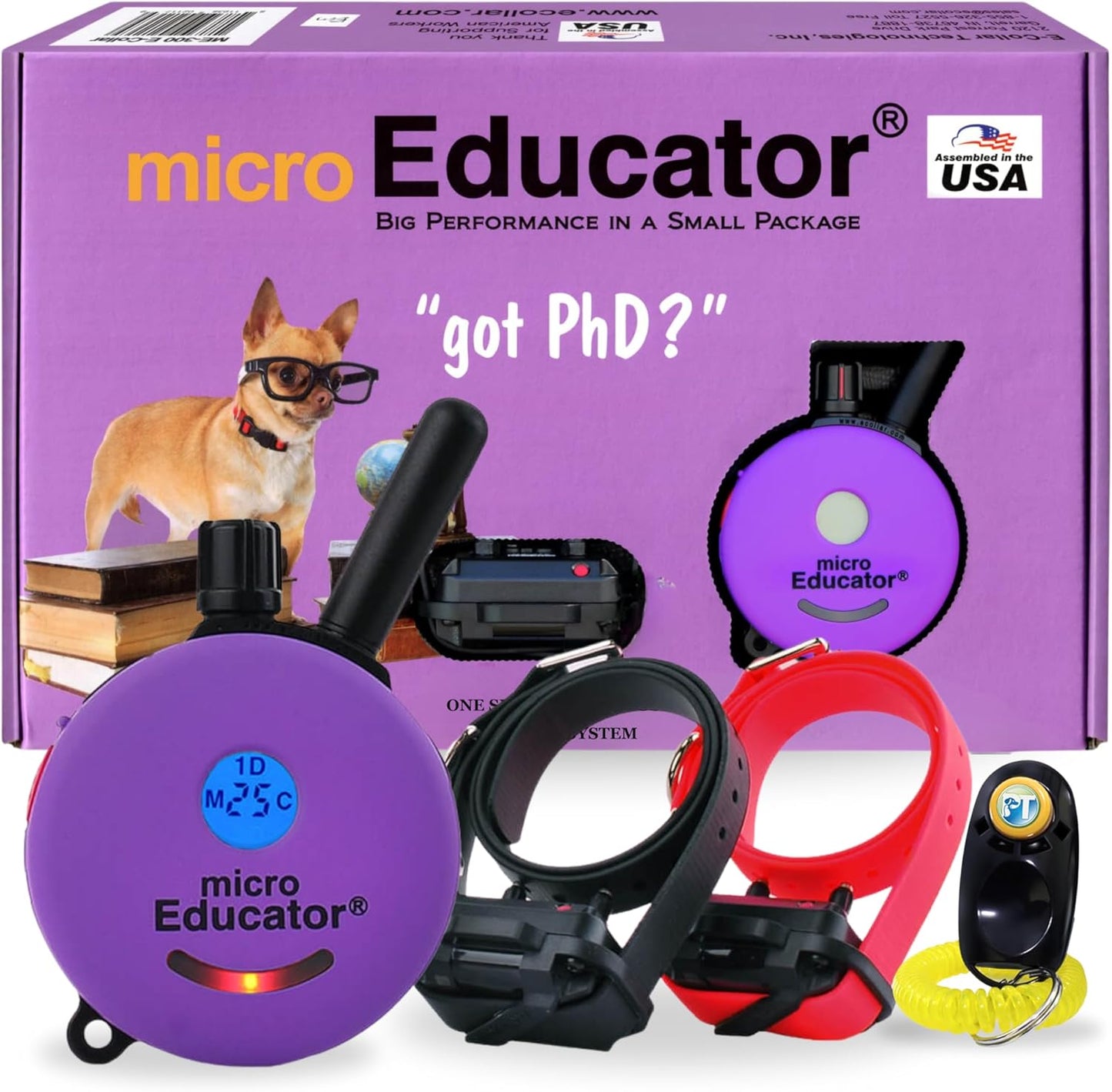 Educator ME- 302 Micro E Collar for Dog Training with Remote - 1/3 Mile Range,2 Dogs