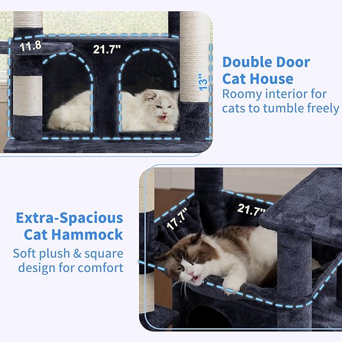 Heybly Tall Cat Tree for Large Cat, 80-inch Multi-Level Cat Tower HCT038G |