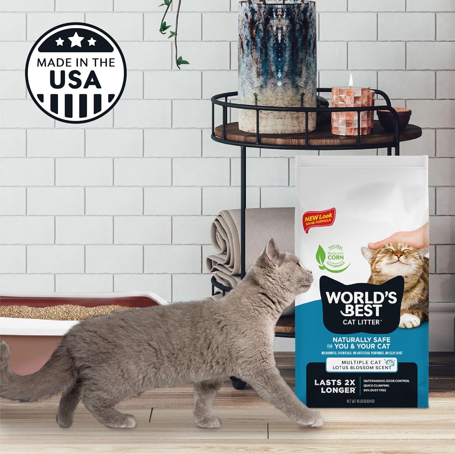 World's Best CAT Litter Multiple Cat Lotus Blossom Scented 15 Pounds