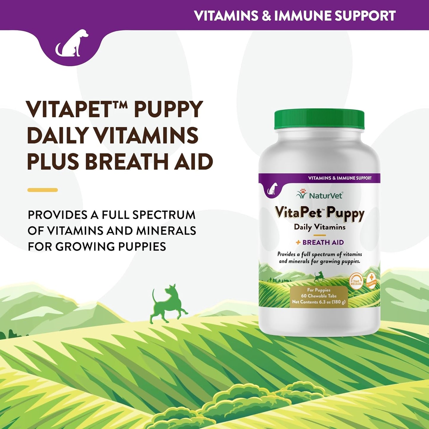 NaturVet Vita Time Release Pet Puppy Tablets, 60 Pills