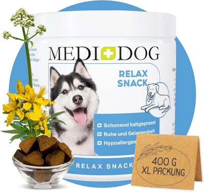 Medidog 400g Premium Soothing Relax Drops for Dogs, Natural Sedative, Extra Cold Pressed and Grain-Free, Against Anxiety, Relaxation