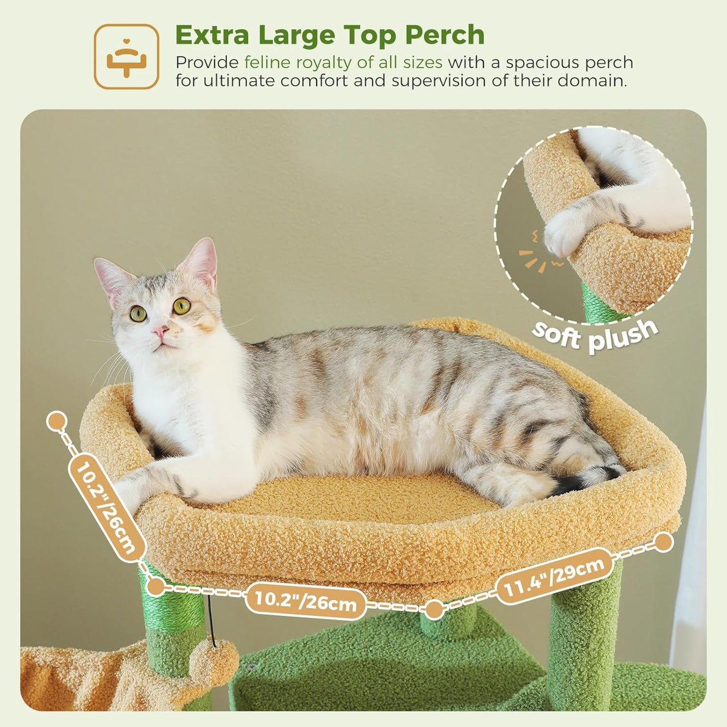 PAWZ Road Cat Tree, 181cm Cat Tower for Indoor Large Cats, Cat Furniture with 2 Spacious Cat Condo, Large Top Perch,2 Hammock(Dia=35cm), 2 Round Perches,Sisal Covered Scratching Post.Grey