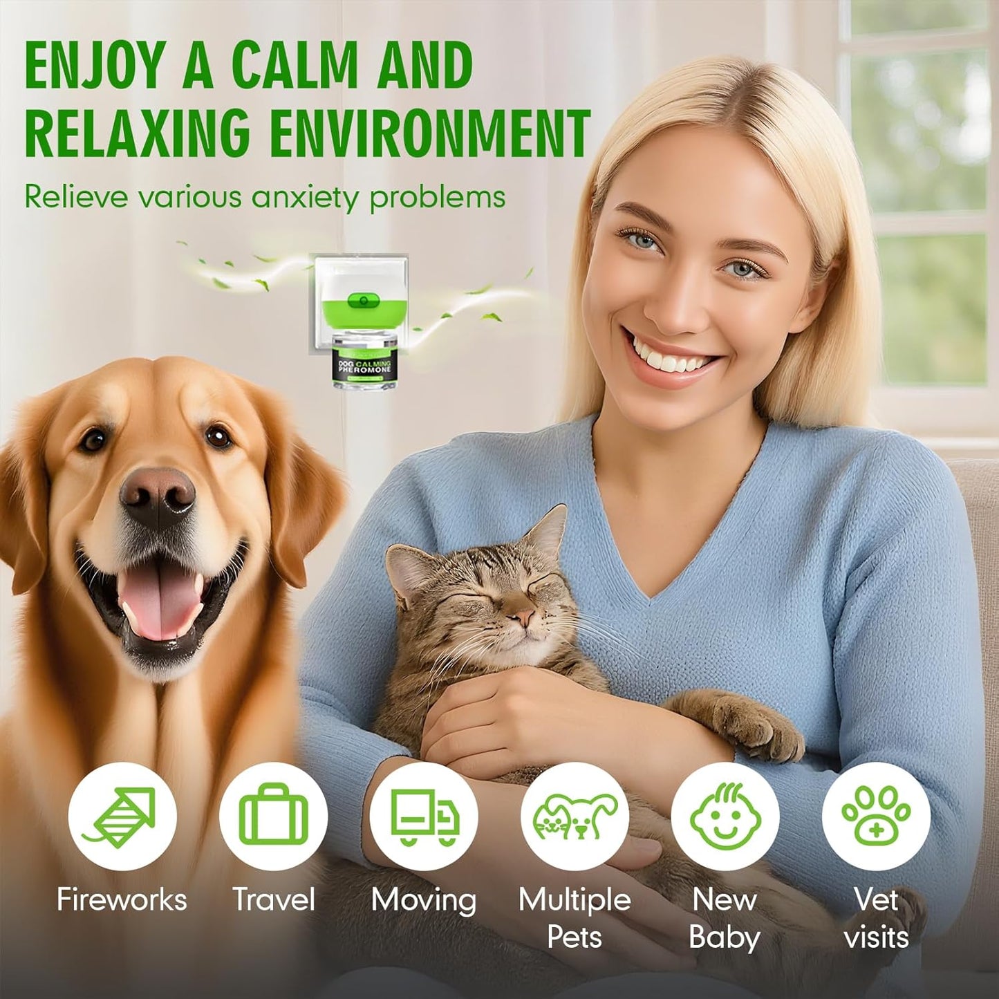 Dog Pheromone Calming Diffuser–100% Natural Anxiety Relief for Dogs