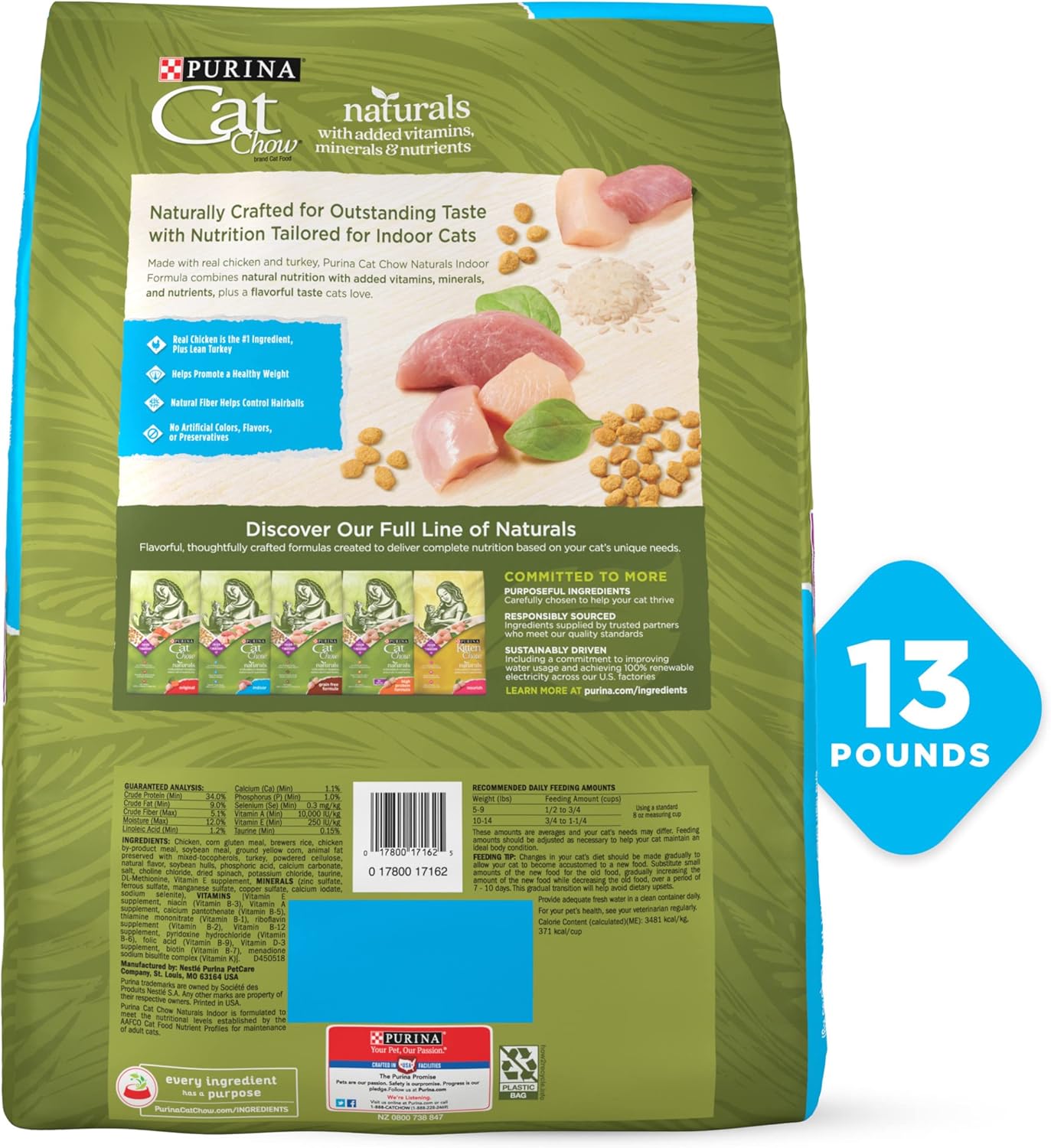 Hairball, Healthy Weight, Indoor, Natural Dry Cat Food, Naturals Indoor - 13 lb. Bag